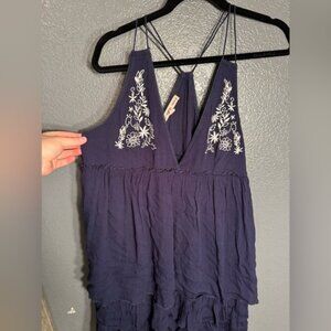 Navy Blue Sz Large Embroidered Women's Dress